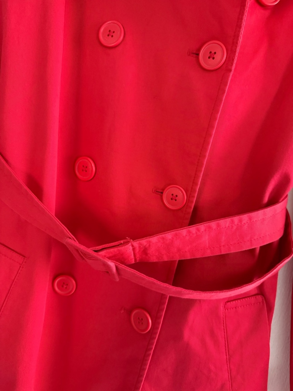 Victoria's Secret Bright Red Double-Breasted Trench Coat with Belt Size L - Picture 4 of 6